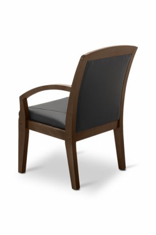 Кресло посетителя Граф с утяжкой экокожа премиум / серо-коричневая CN6/ дерево - венге