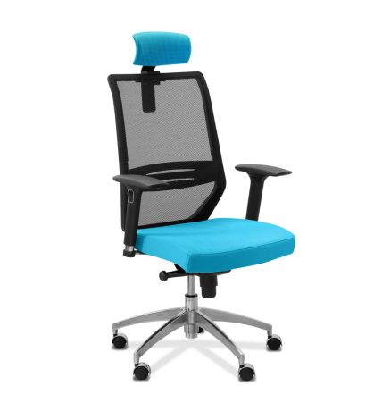 Кресло Aero lux подголовник сетка/ткань TW / черная/голубая