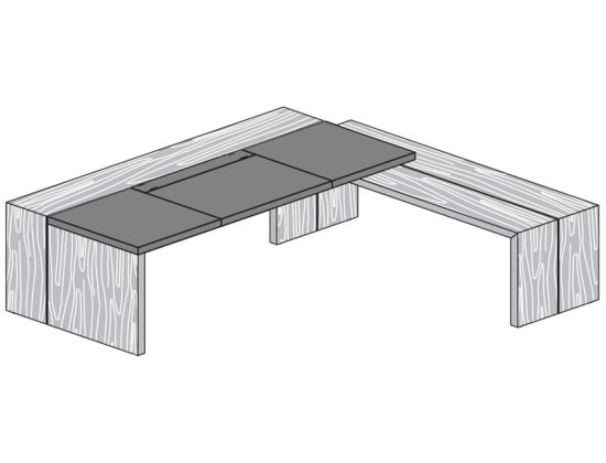 Стол руководителя с открытой боковой приставкой орех каналетто