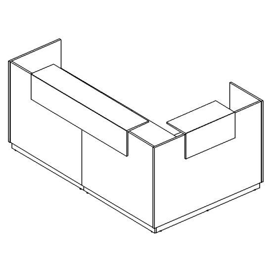 Стойка ресепшен угловая левая белый премиум / белый премиум / венге