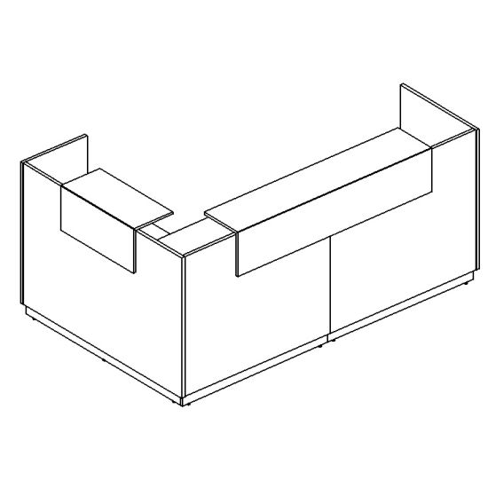 Стойка ресепшен угловая правая белый премиум / белый премиум / венге