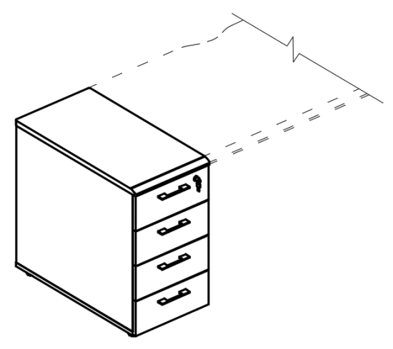 Тумба 4-х ящичная с замком (1 скос) мокко премиум / мокко премиум / мокко премиум