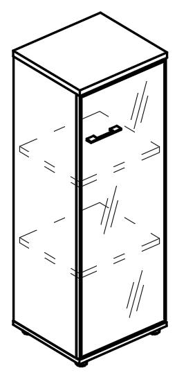 Шкаф средний узкий дверь стекло в рамке правый (топ ДСП) мокко премиум / вяз либерти