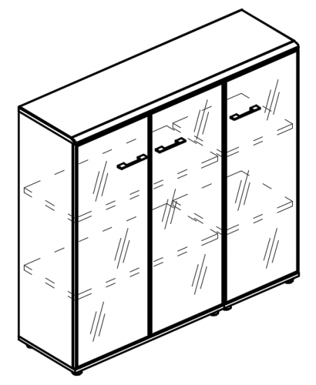  Шкаф средний комбинированный стекло в рамке (топ ДСП) мокко премиум / вяз либерти