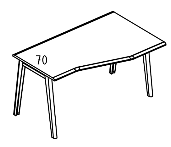 Стол Техно на каркасе МТ 2 скоса правый вяз либерти / белый, вставка белая